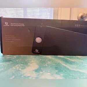 Black RGB Gaming Mouse Pad with Wireless Charging